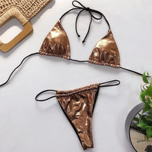 Load image into Gallery viewer, Center Stage Metallic String Bikini - neon bunnies